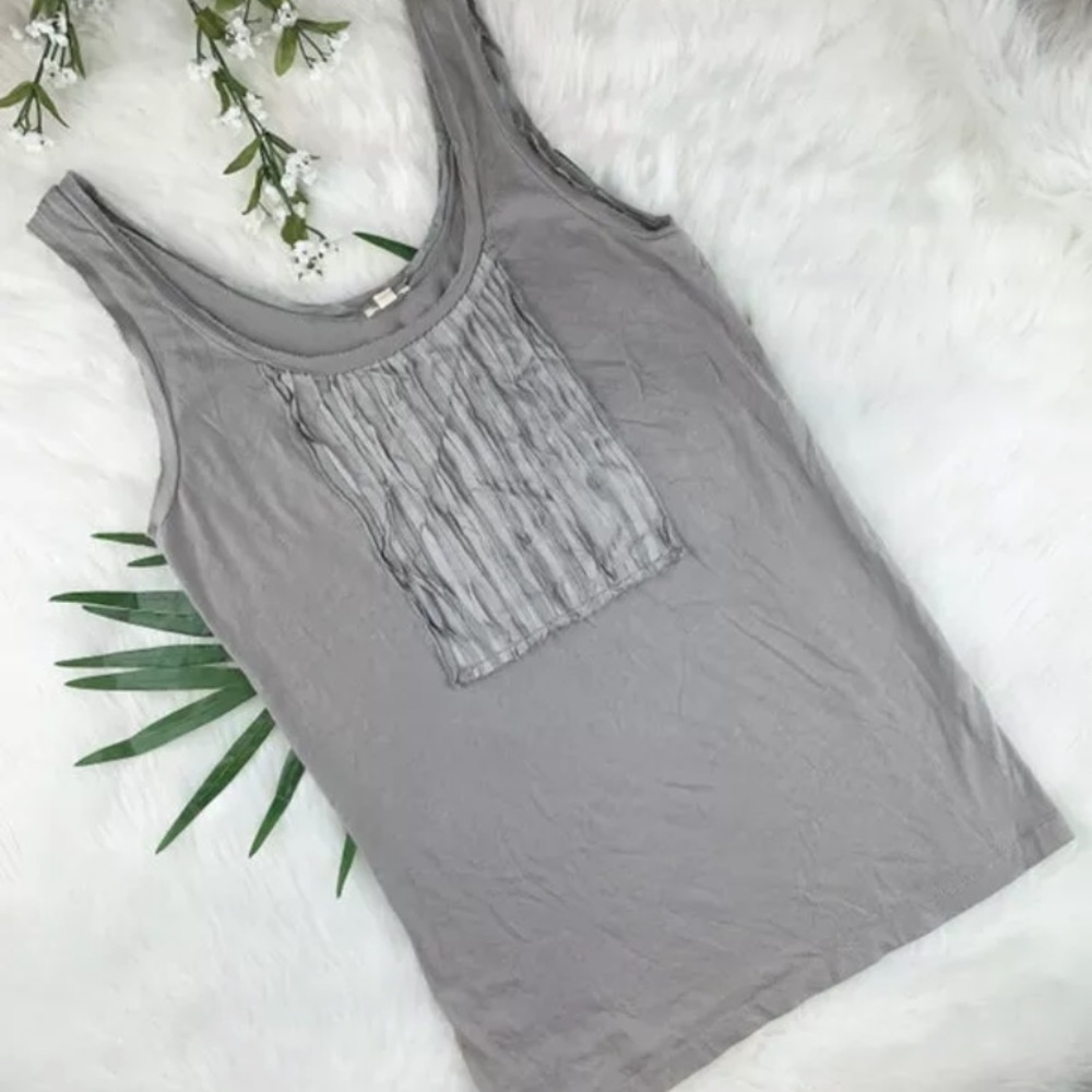 J. CREW~TANK~GRAY~RAW EDGE~100% SILK DETAIL~XS